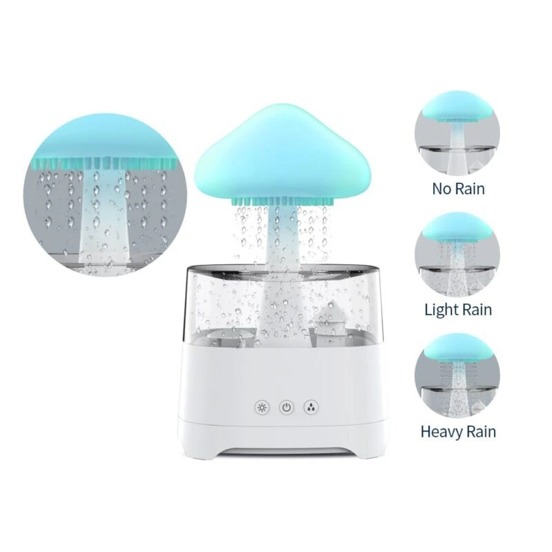 5 IN 1 Bluetooth Speaker Rain Cloud Humidifier, switchable 7 colors, 450ml capacity super quiet, intelligent anti-dry function
