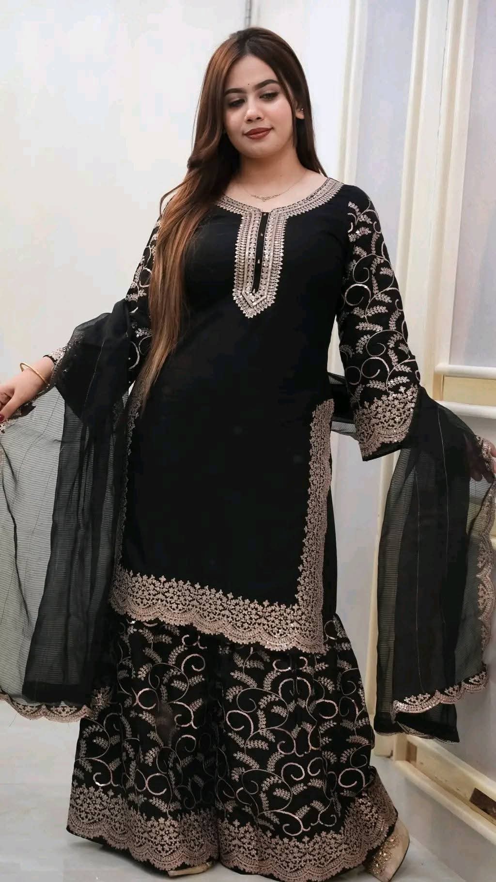 Premium Soft Jorjet With sequence embroidery Three Piece