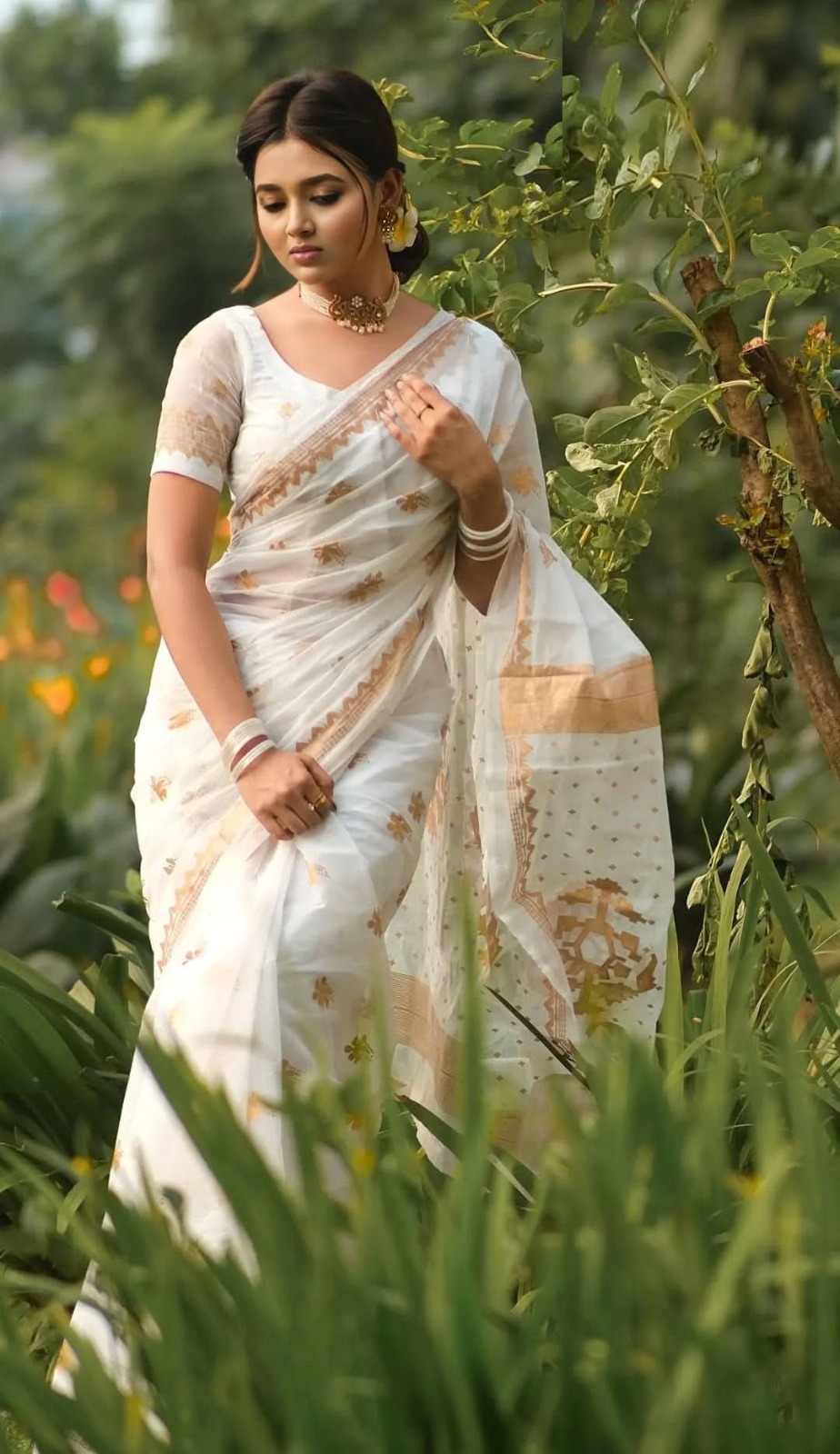Semi Moslin Sharee with Blouse Piece