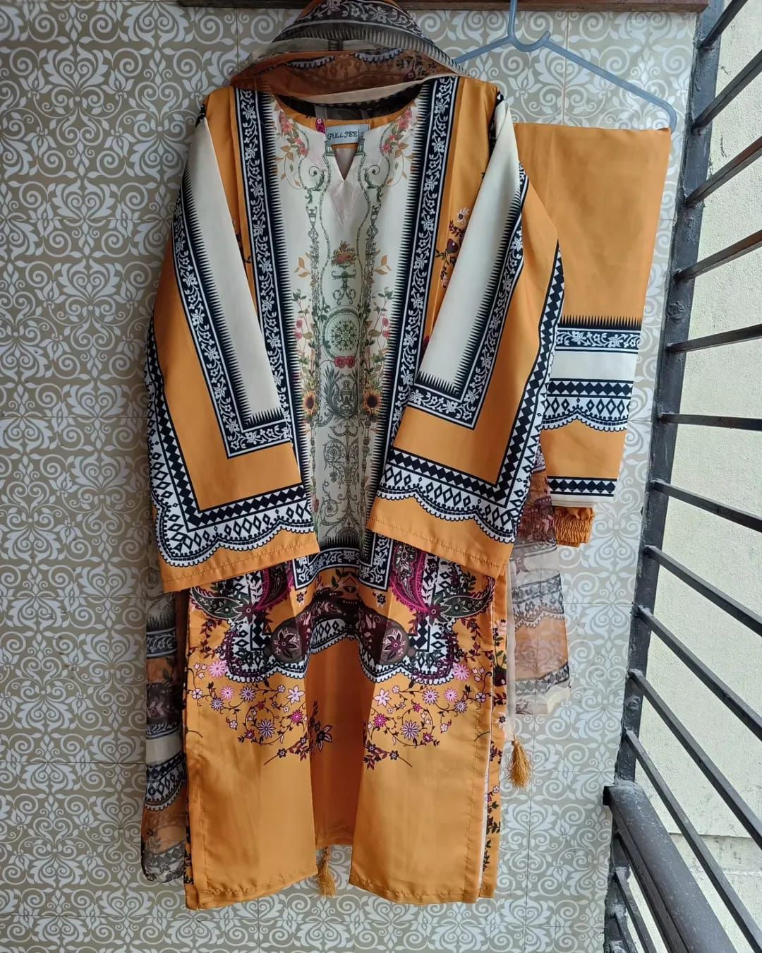 Ready Made Pure dubai silk Digital Print Three Piece