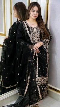 Premium Soft Jorjet With sequence embroidery Three Piece
