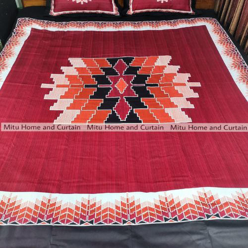King Size Full Panel Cotton Bedsheet Set with Pillow Covers Chador Set (Chocolate Royal Art)
