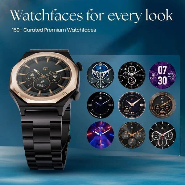 Titan Maestro Premium Metal Smartwatch with All SS construction, SingleSync BT Calling, Functional Crown