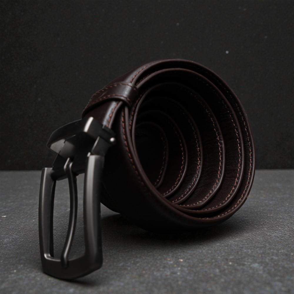 Zays Handcrafted Genuine Leather Belt for Men – Premium Quality, Adjustable, Stylish & Durable (BS104-BC103-Chocolate)