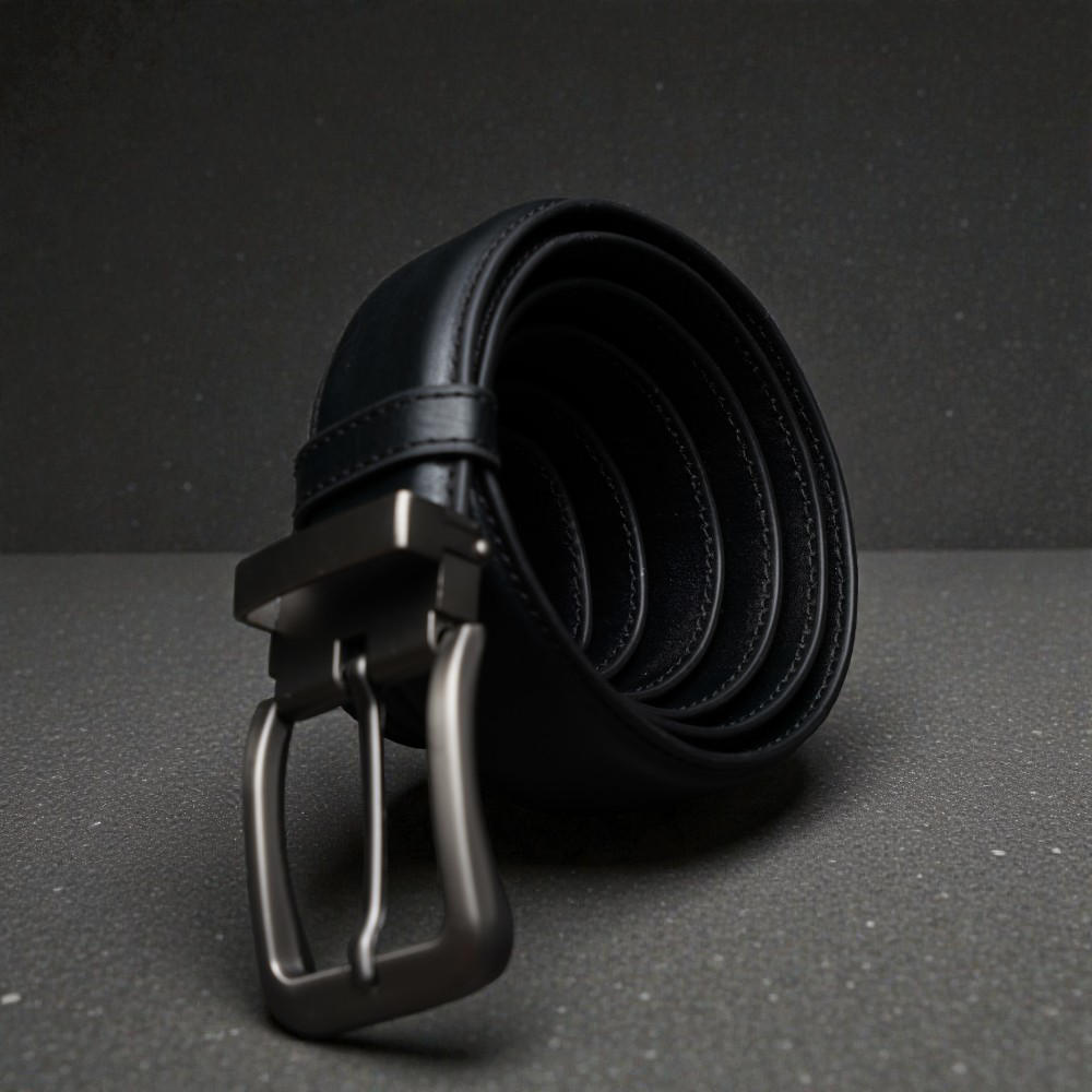 Zays Handcrafted Genuine Leather Belt for Men – Premium Quality, Adjustable, Stylish & Durable (BS103-BC101-Black)