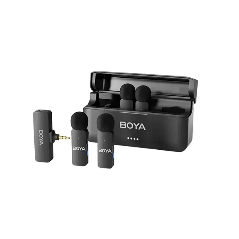 BOYA BY-V4 4-Channel Noise Cancellation Mini Wireless Microphone with 3.5mm Converter