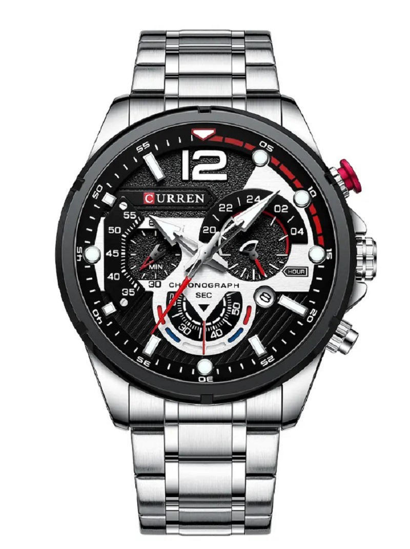 CURREN 8395 Luxury Brand Watch for Men – Silver & Black