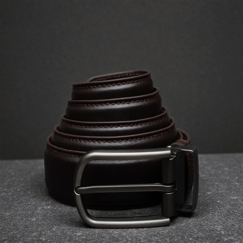 Zays Handcrafted Genuine Leather Belt for Men – Premium Quality, Adjustable, Stylish & Durable (BS104-BC102-Chocolate)