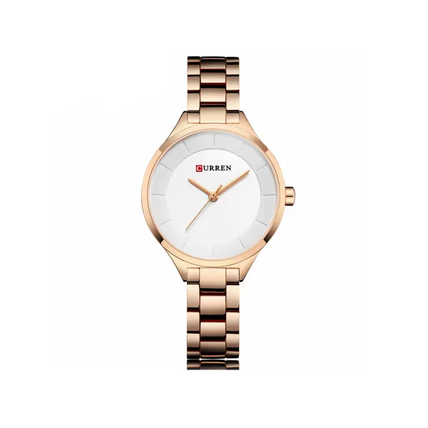 Curren C9015L Stainless Steel Analog Watch for Women – Rose Gold & White