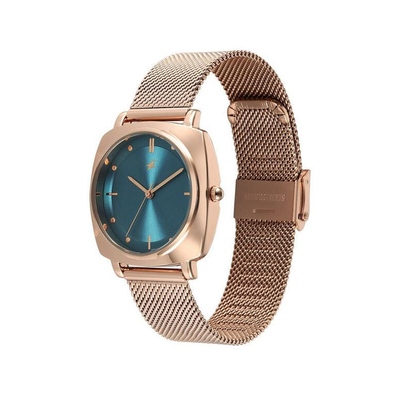 Fastrack 68043WM02 Stunners X Green Dial Stainless Steel Watch For Girls