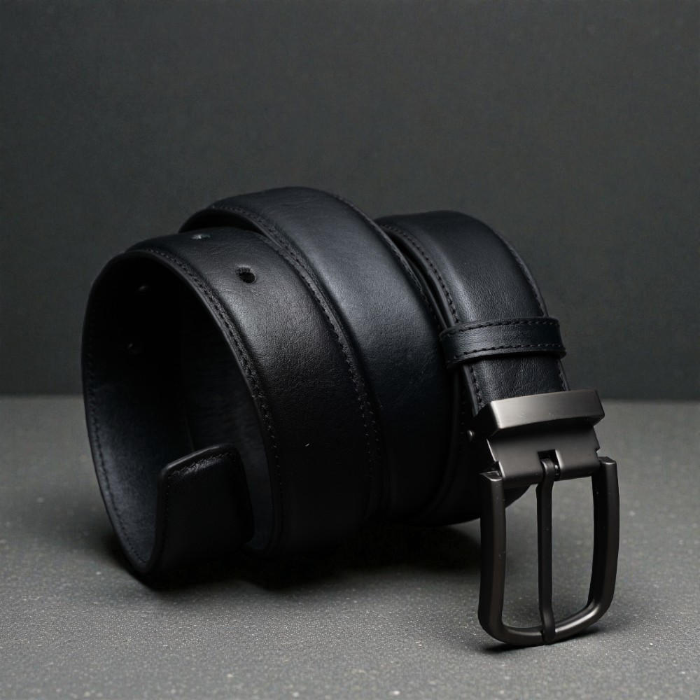 Zays Handcrafted Genuine Leather Belt for Men – Premium Quality, Adjustable, Stylish & Durable (BS103-BC102-Black)