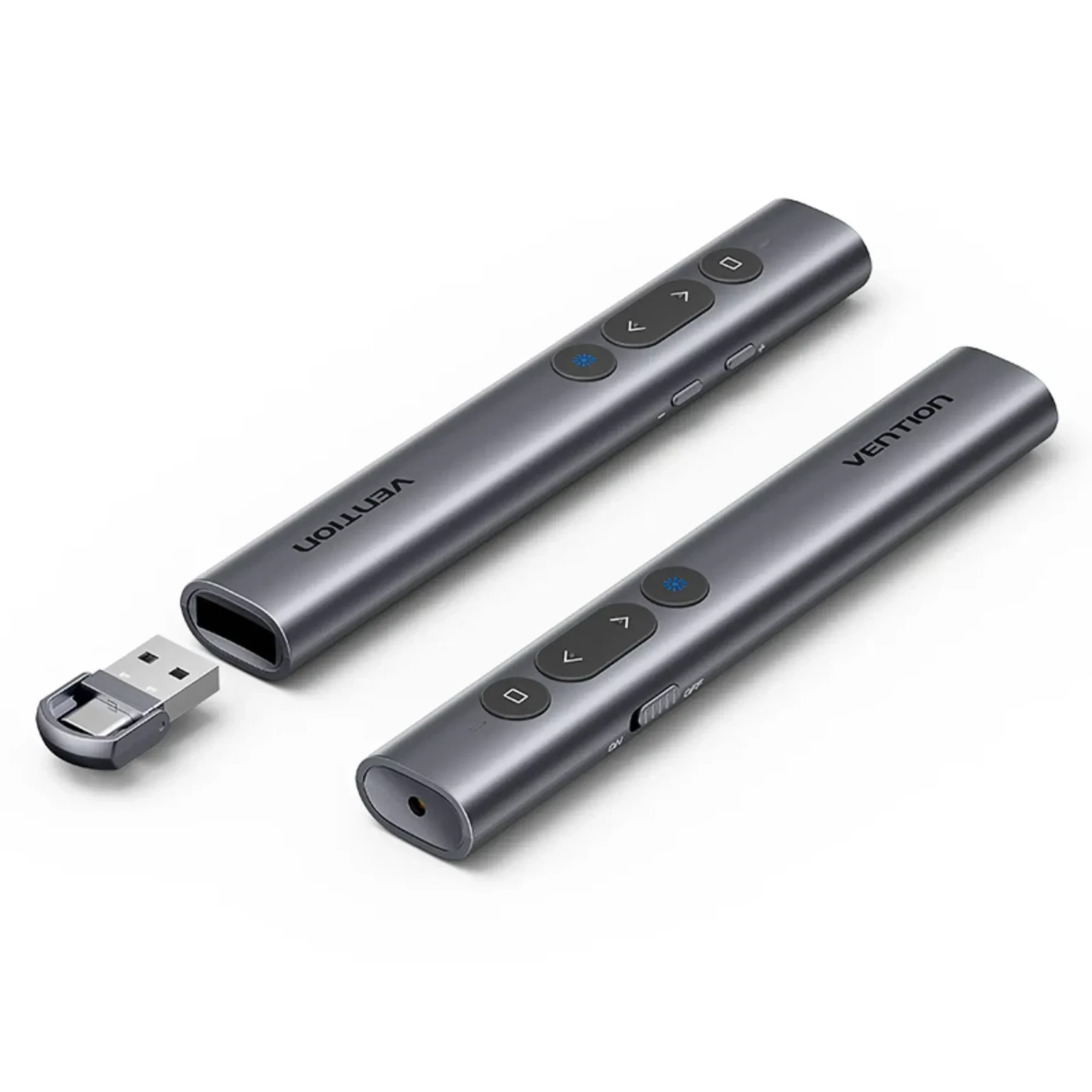 Vention Wireless Presentation Clicker with Red Laser Pointer – Gray