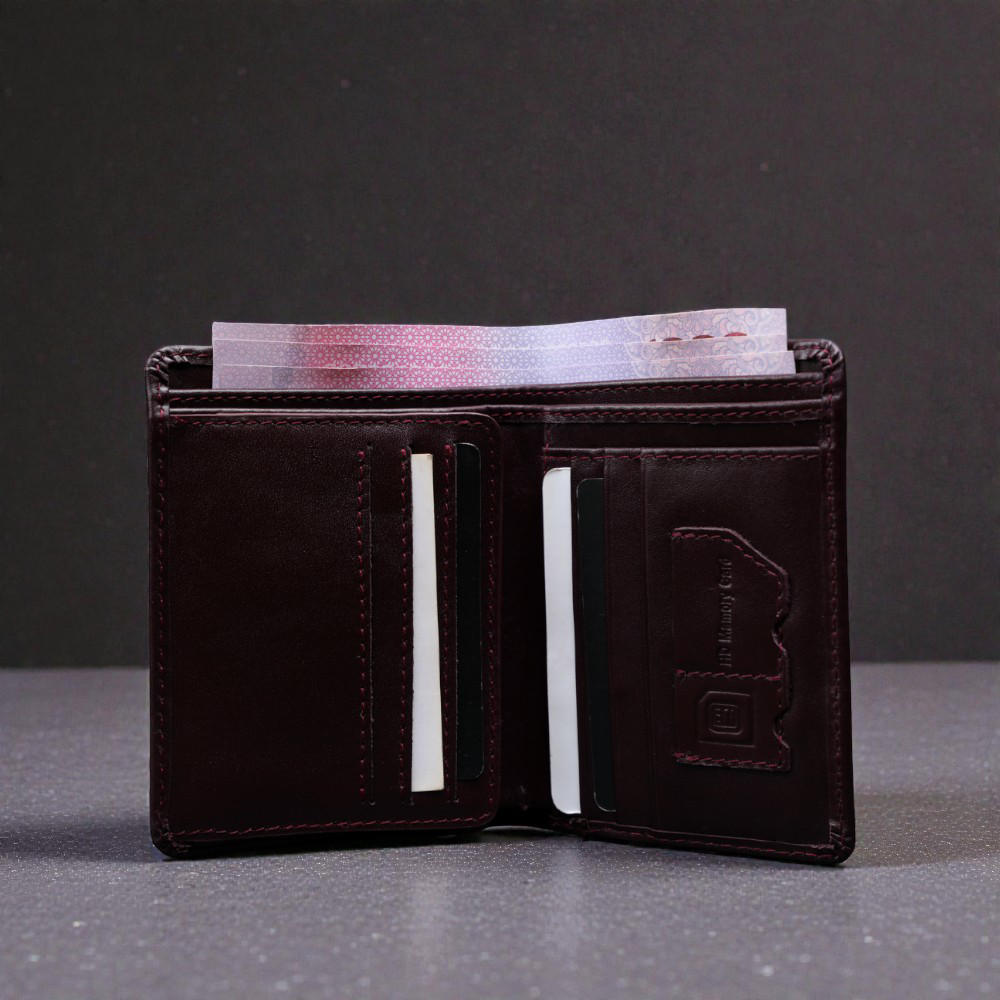 ZAYS Premium Handcrafted Genuine Leather Slim Bifold Wallet for unisex - Eco Tanned Full Grain Leather Compact Stylish Durable Everyday Wallet with Card Cash SIM and Memory Slots - ZSW131-Chocolate