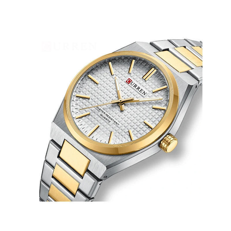 Curren 8439 Luxury Stainless Steel Men's Watch–Silver Gold