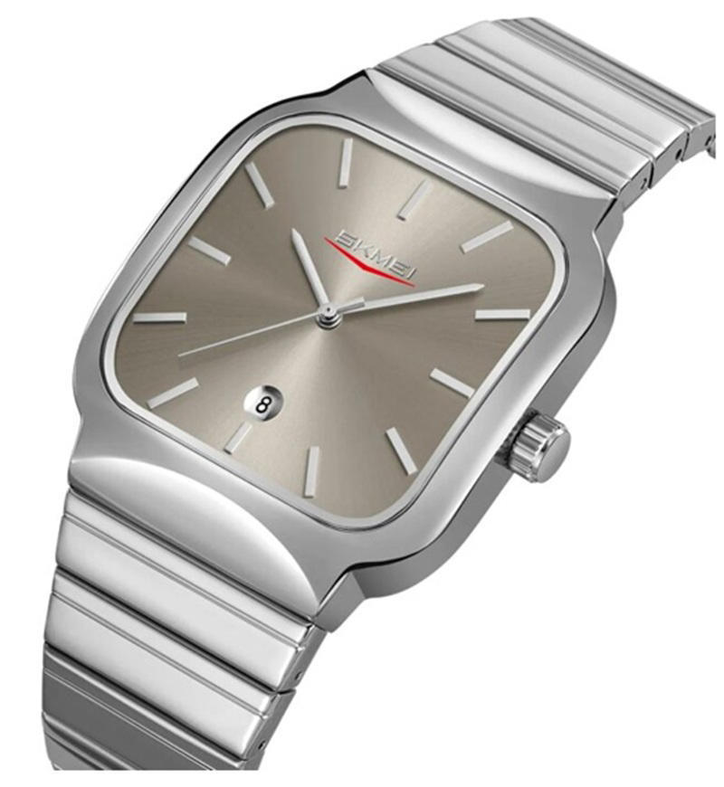 Skmei 9361 Square Quartz Watch for Men- Silver