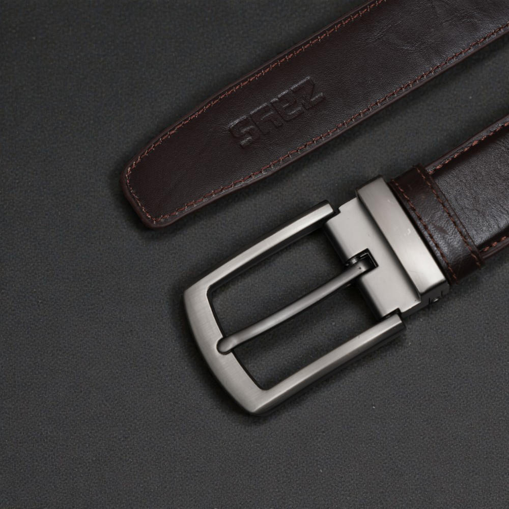 Zays Handcrafted Genuine Leather Belt for Men – Premium Quality, Adjustable, Stylish & Durable (BS104-BC103-Chocolate)