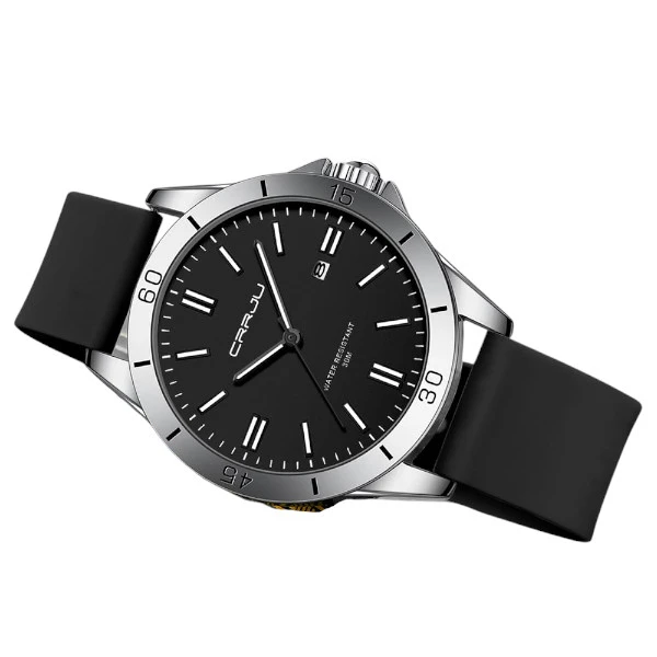 Crrju New 5025 Men's & Ladies' Waterproof Watch (black)