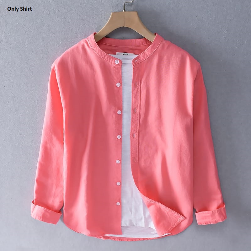 3 pcs Combo Men's Ban Collar Cotton Shirt-