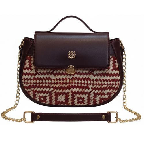 Date Palm Leaf Crafted Genuine Leather Lady’s Bag (Valeria)