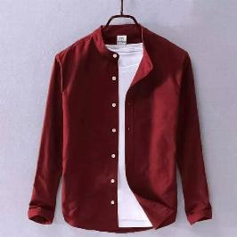 Men's Solid Colour Ban color Shirt (Light Maroon)