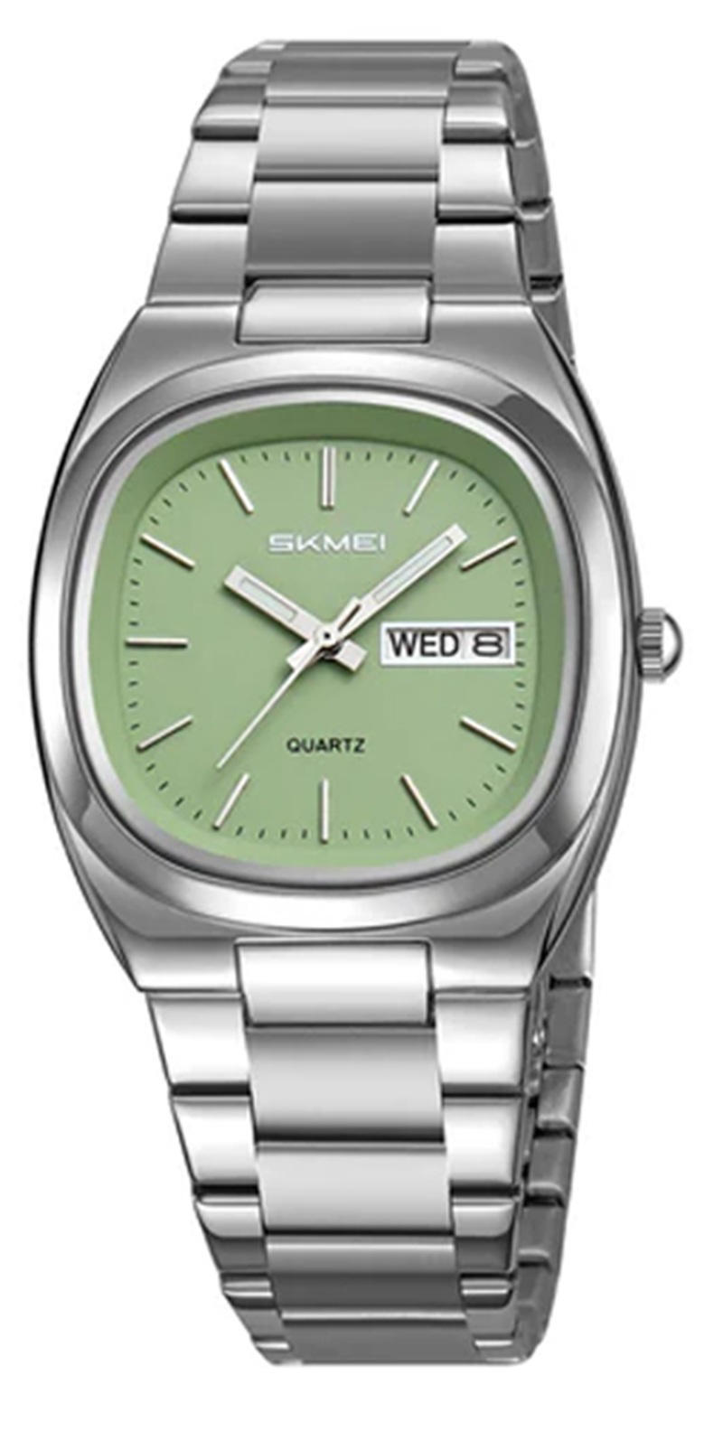 Skmei 2420 Multifunctional Quartz Watch for Men-Silver & Green