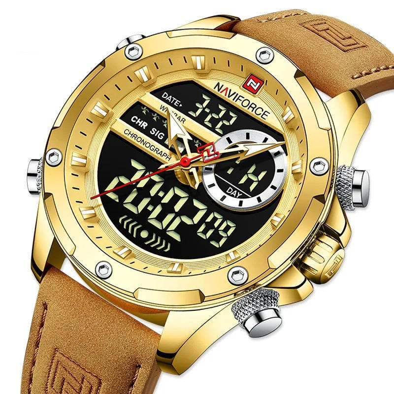 Naviforce 9208 L Quartz Men’s Watch–Golden