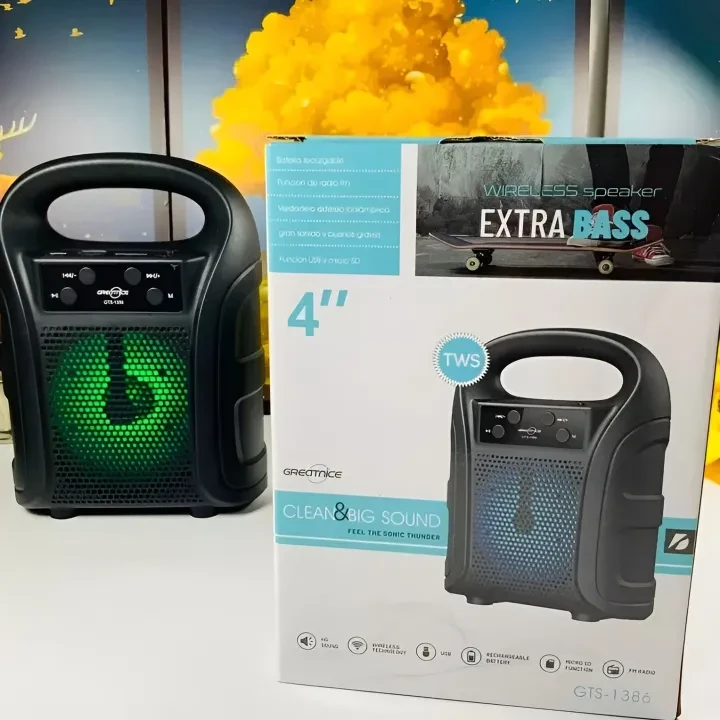 GREATNICE GTS-1386 Bluetooth, USB, TF Card & FM Radio Supported 4 Inch Driver Lighting Effects Speaker