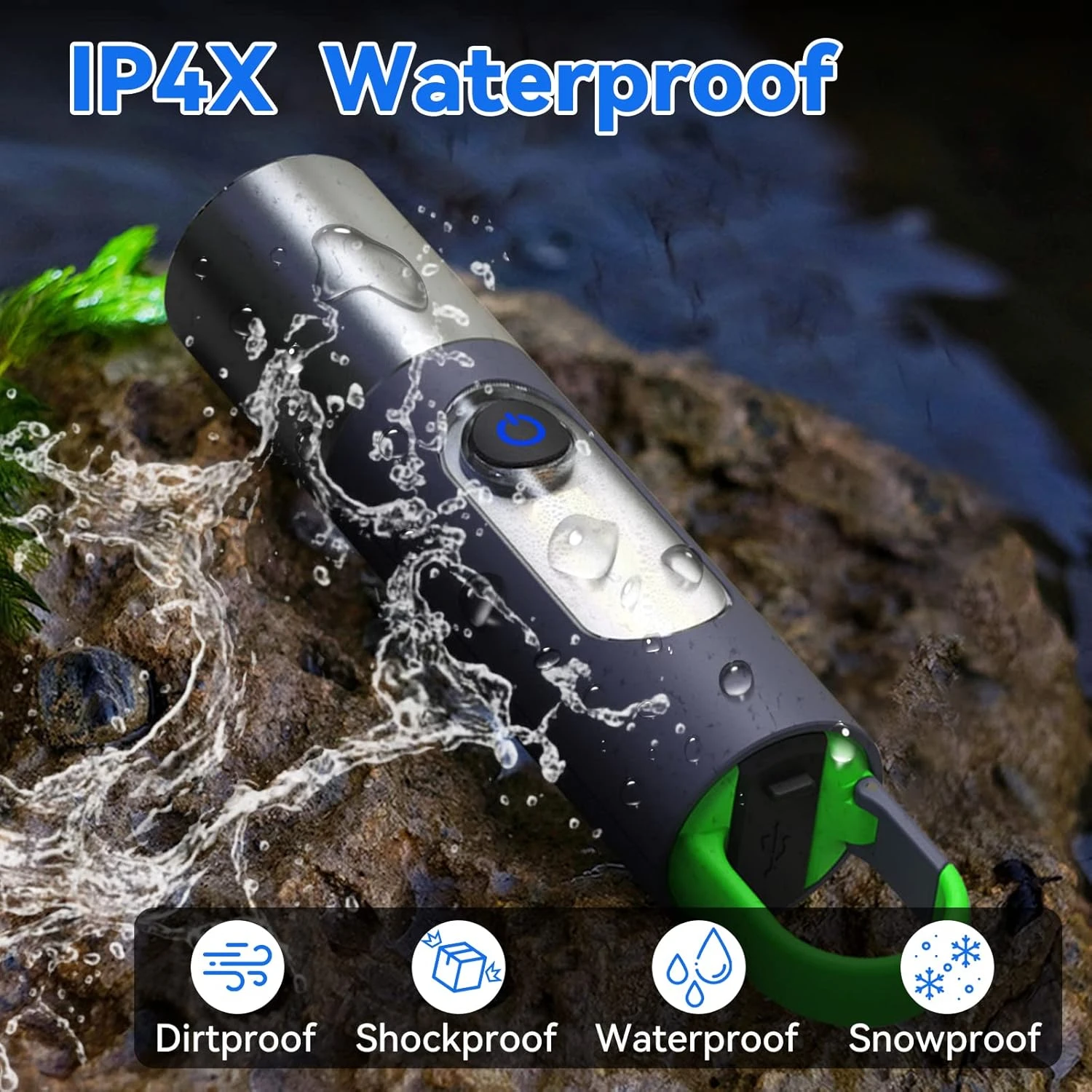 ALLYES LED Rechargeable Flashlight (Zoomable, 4 Modes, Tactical, IP65 Waterproof, Type‑C)