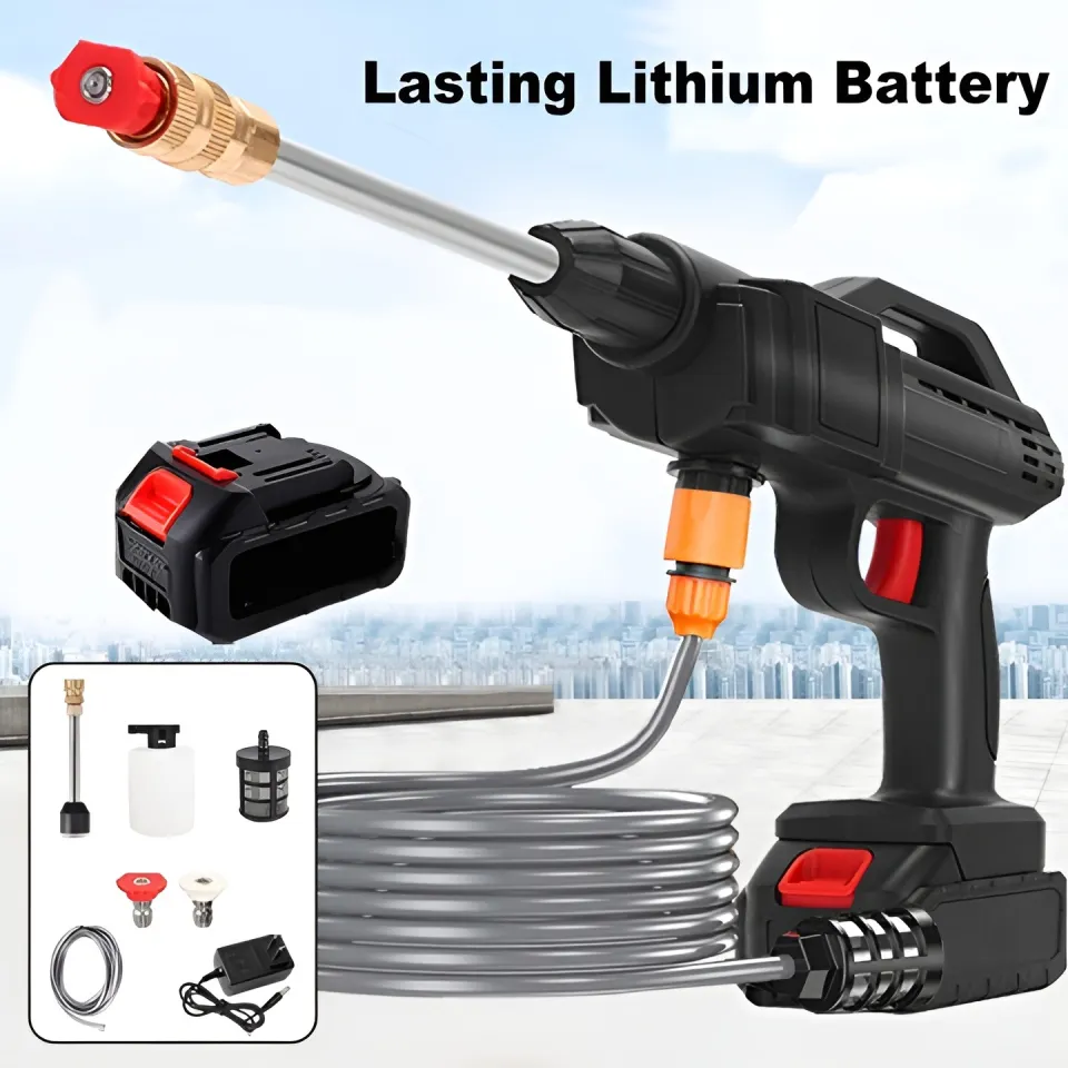 High Power Car Washing Guns Wireless Rechargeable Portable High-pressure Water Pump 21V
