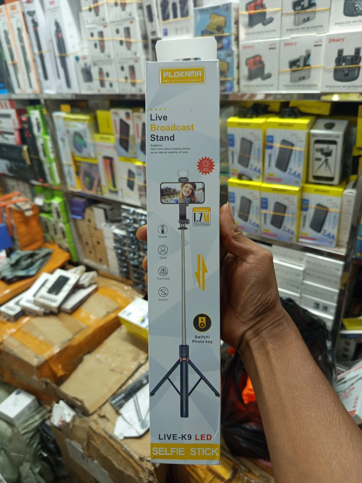 LIVE-K9 LED Selfie Stick, also known as a Live Broadcast Stand