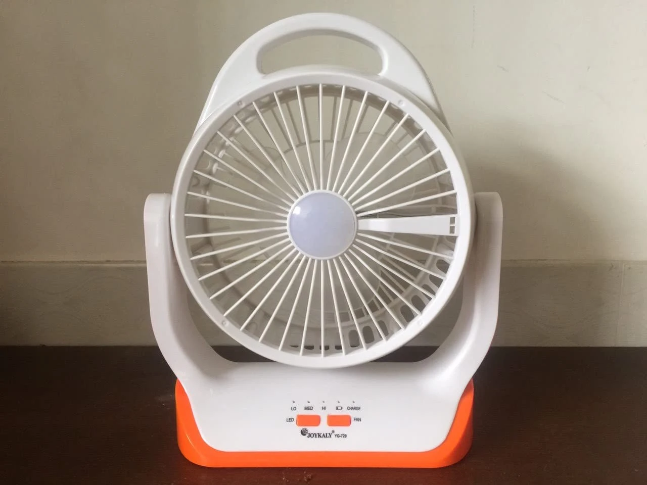 JOYKALY YG-729 Portable Rechargeable LED Light AC/AD Electronic Fan with 6" inches High Speed Blade