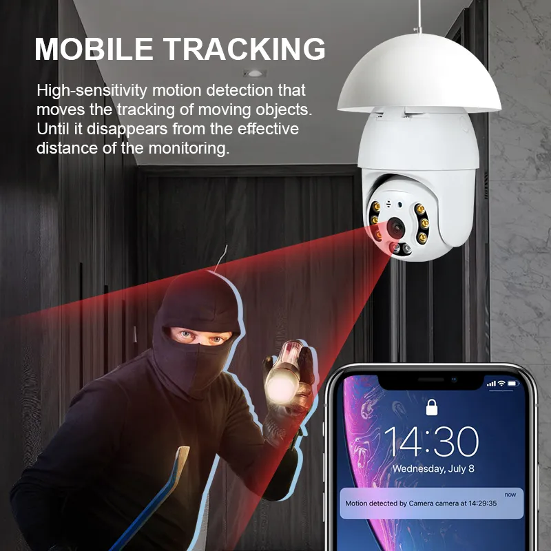 Smart 360° Rotated Security Camera HD 1080P with Two-way Audio, Motion Tracking, and Waterproof Design