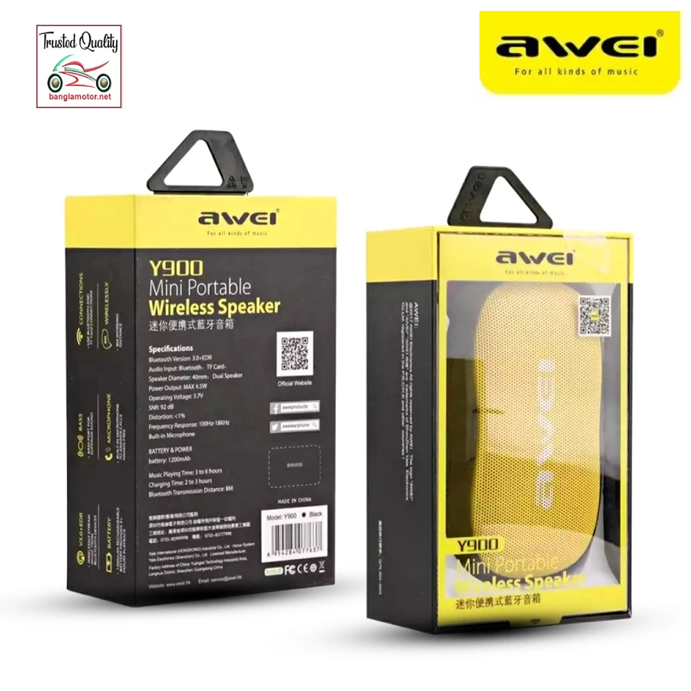 Awei Y900 Mini Wireless Speaker 4.5W (6 Months Warranty)