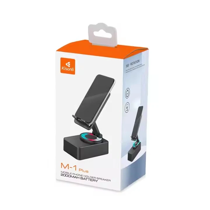 KISONLI M-1 Wireless Folding Bracket RGB Bluetooth Speaker With 360 Degree Phone Holder Stand