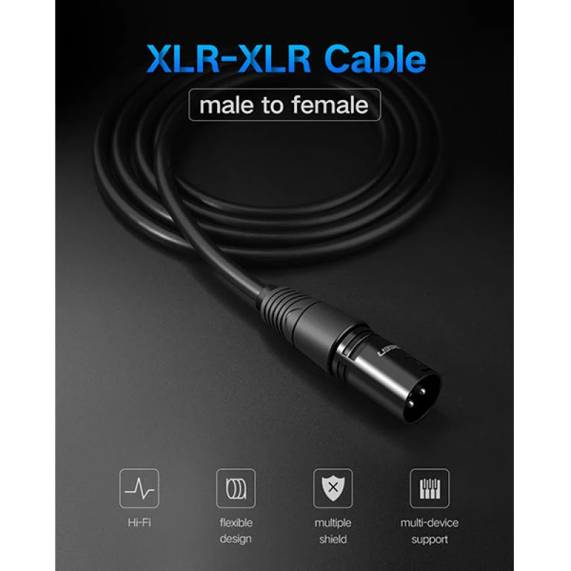 UGREEN AV130 (20714) Cannon XLR Male to Female Extension Cable - 10M