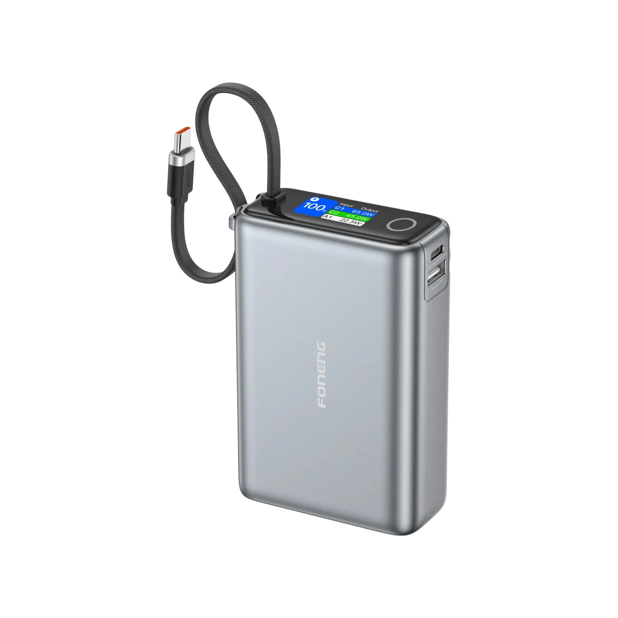 Foneng PX132 20000mAh 65W Power Bank with Built-in Type-C Cable