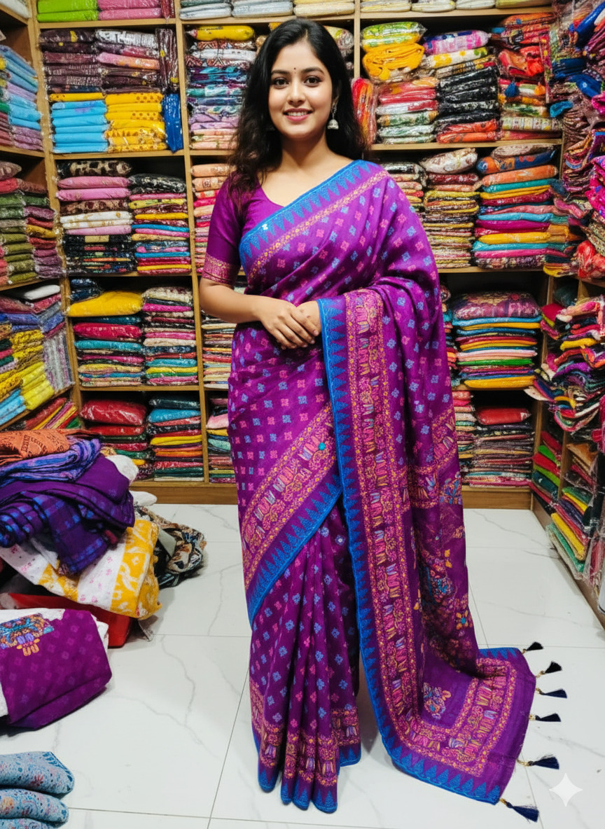 Premium Silk Boutique Skin Print Shari
