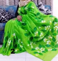 হাফসিল্ক শাড়ীতে হ্যান্ডপ্রিন্ট তুলির কাজ করা