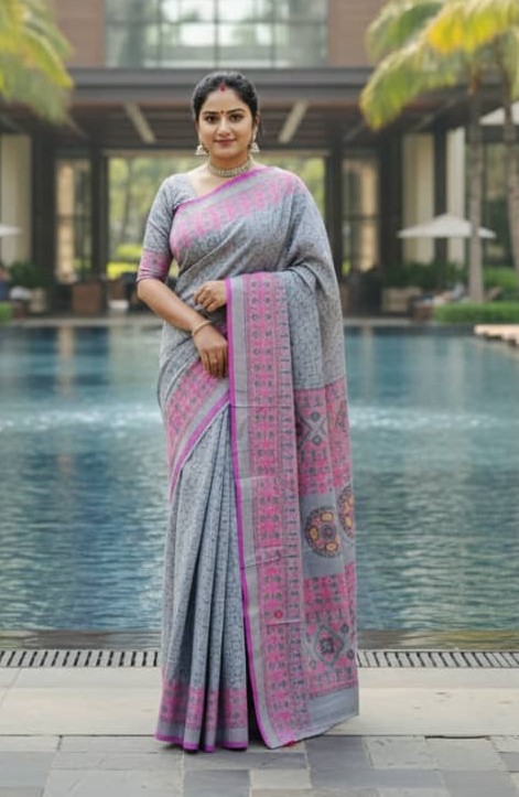 Premium Silk Boutique Skin Print Shari