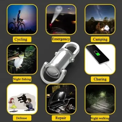 7 Modes High Power LED + COB Keychain Flashlight With Type-C Charger – KD088