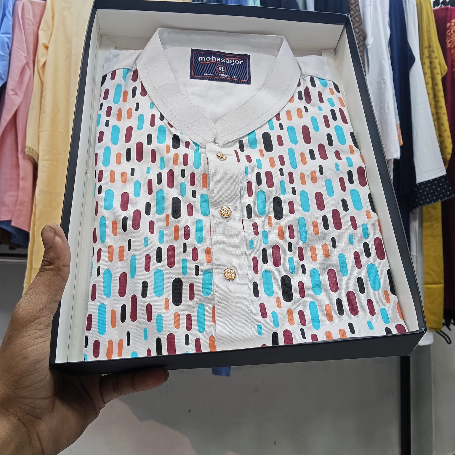 Colors Printed Stylish Semi Logn Panjabi
