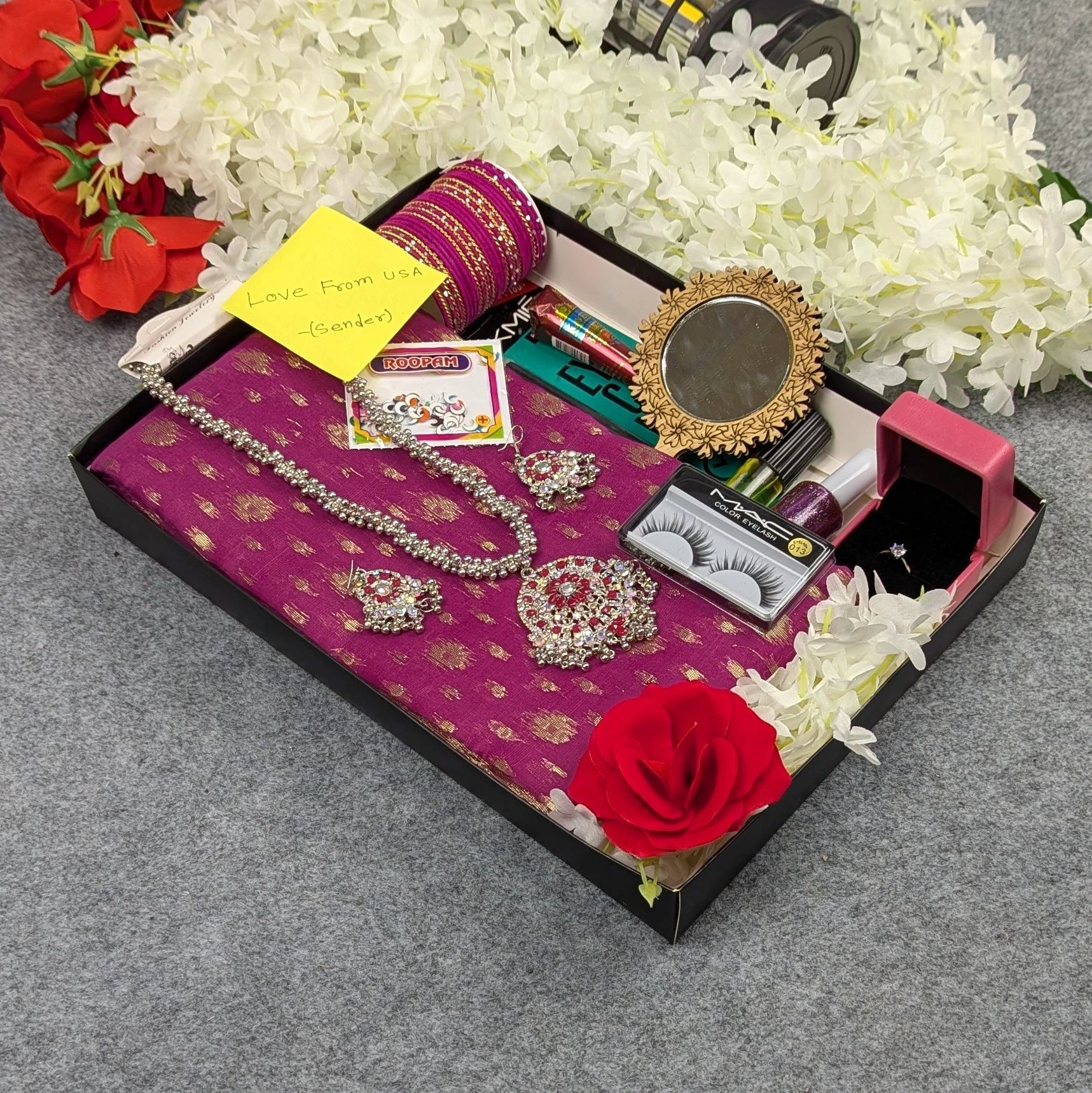 Premium Half Silk Jamdani Saree Combo Set - Purple