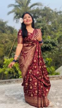 Japani Silk Skin Print Sharee with Blouse Piece