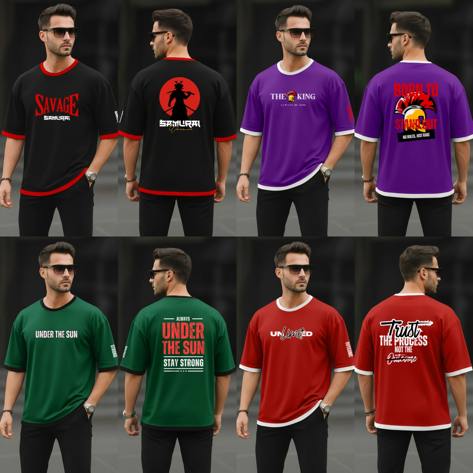 Stylish 4pc combo Drop Shoulder T-shirt