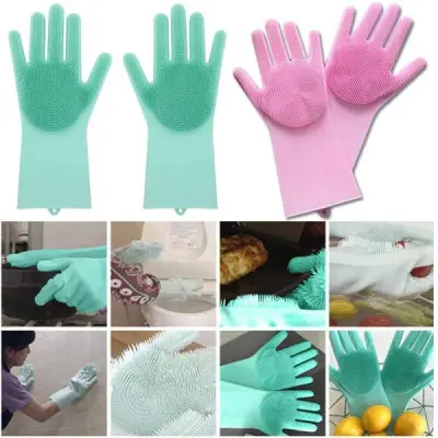 2Pcs Magic Silicone Dish Washing Gloves(2Pcs)