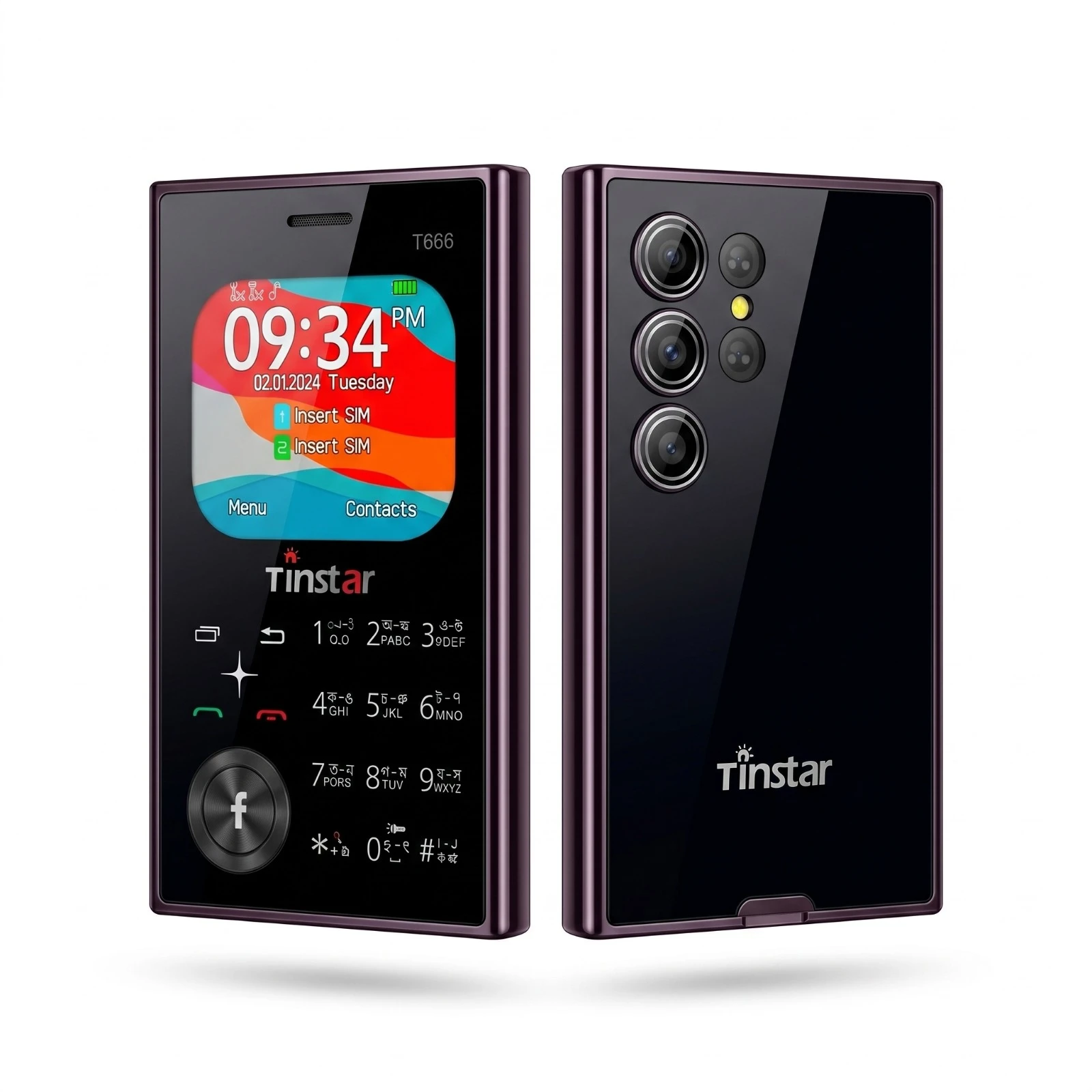 Tinstar T666 Dual sim supported Card phone Golden color