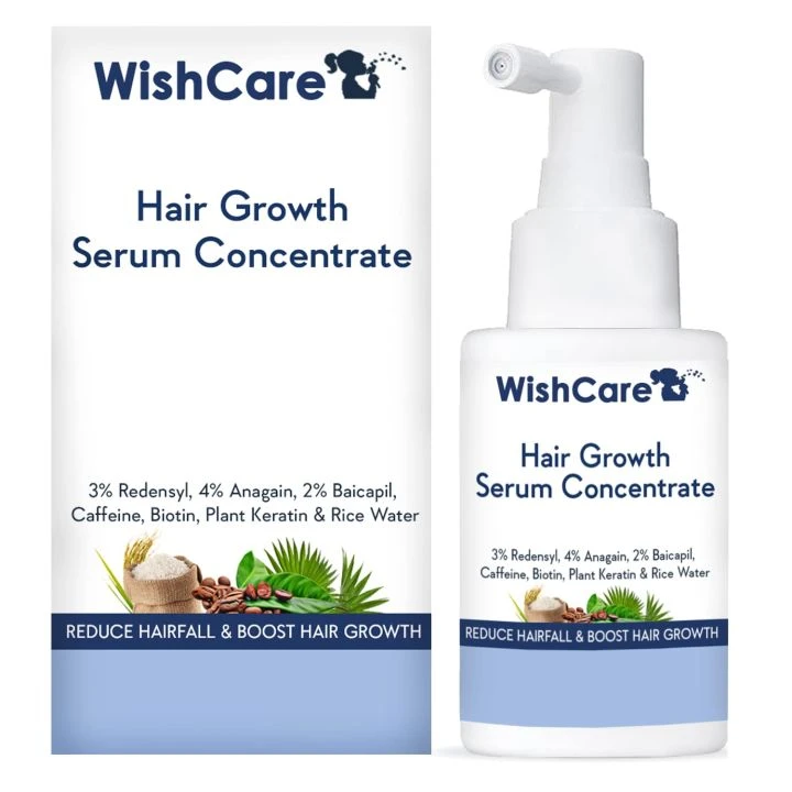 WishCare Hair Growth Serum Concentrate 30ml - 3% Redensyl, 4% Anagain, 2% Baicapil, Caffeine, Biotin & Rice Water - Advanced Hair Growth Serum for Hair Fall Control & Hair Growth 30ml