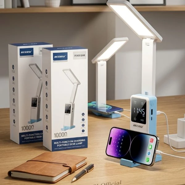 RECRSI 3-in-1 Smart Desk Lamp with 10000 mAh Power Bank