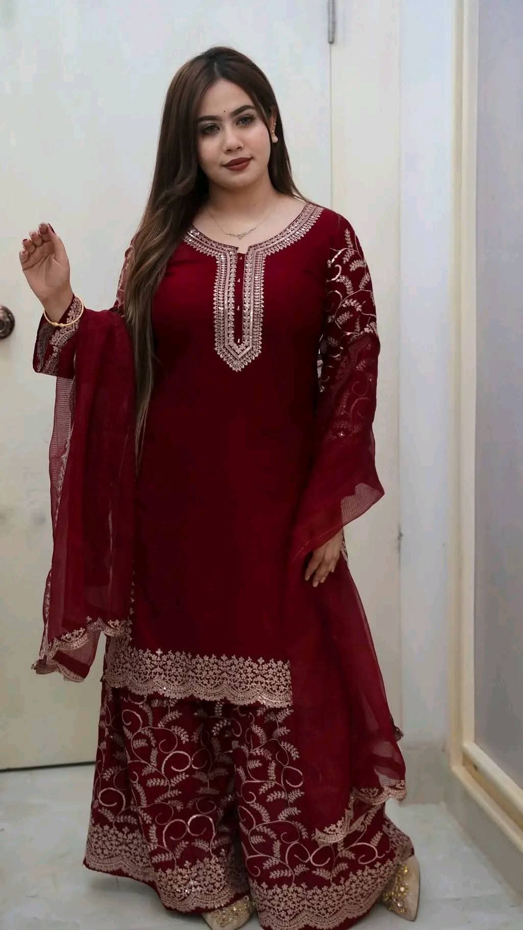 Premium Soft Jorjet With sequence embroidery Three Piece