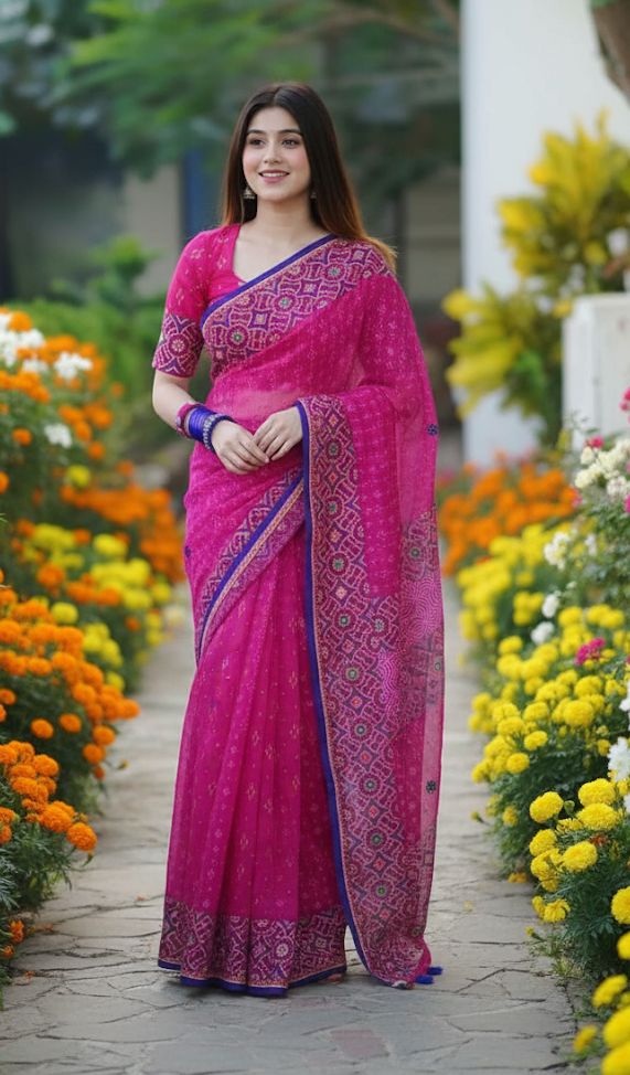 Premium Silk Boutique Skin Print Shari